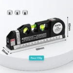 Nivelador Láser Multifuncional 3 en 1 con Regla y Burbujas de Precisión